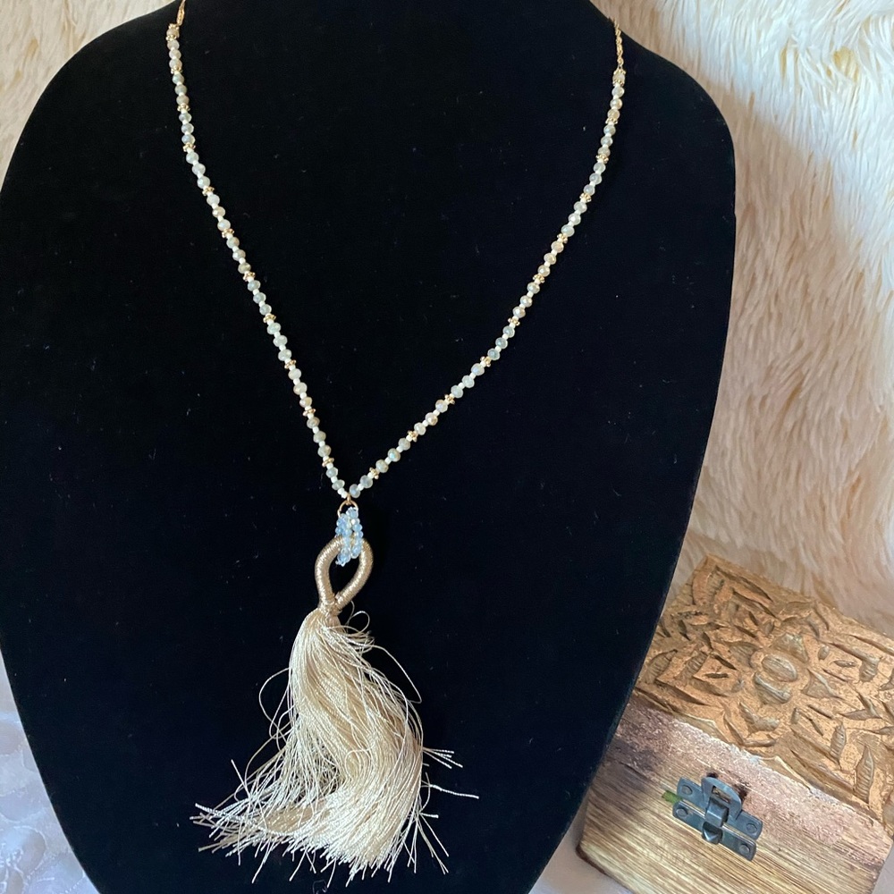 Jillian Michaels crystal chain long necklace 24+3”